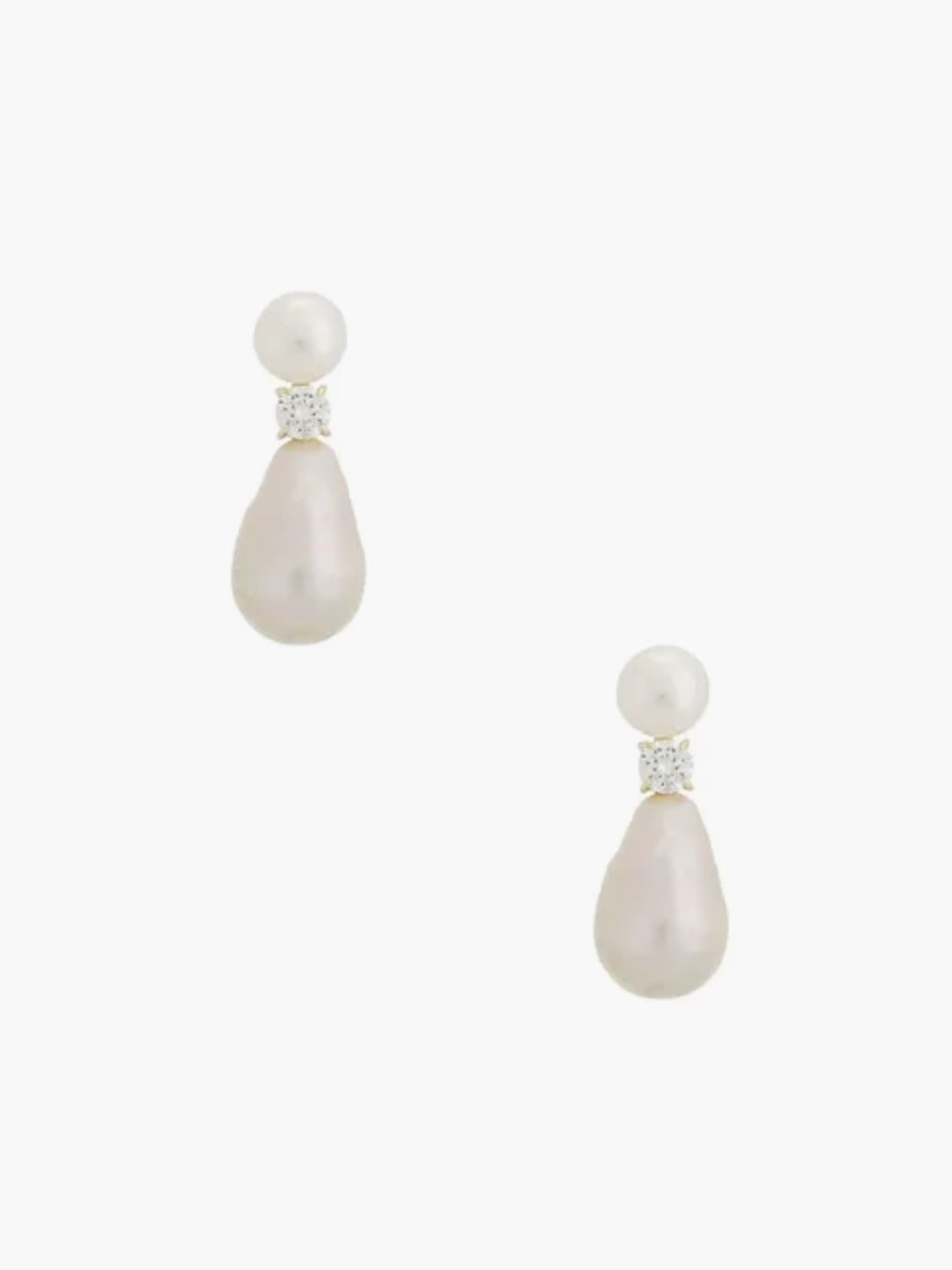 SHASHI Pearl Drop Earrings in White and Gold Accent — NEW NEVER WORN